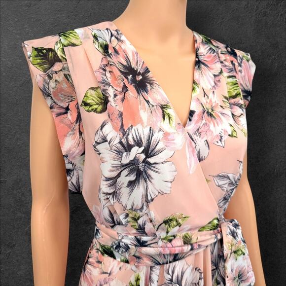 Eliza J Womens Blush Pink Romantic Floral Cascading Ruffle High-Low Hem Dress 2 - Picture 6 of 16